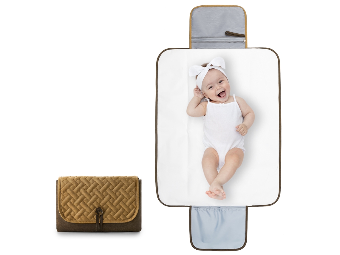 Bolsa cambiadora portátil, plegable, impermeable, lavable, para guardar pañales de mamá y bebé (caqui)