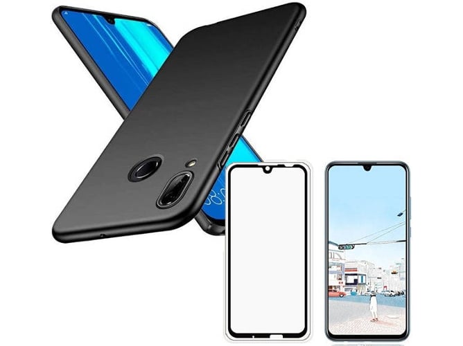 Kit Carcasa y Protector Cristal 5D Huawei P Smart 2019 SlimShield Negro