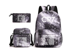 Conjunto De Mochila Cr7, Bolso Cruzado Y Estuche Para Lápices, Con Diseño De Cielo Estrellado, Ideal Para Estudiantes Y Viajeros.