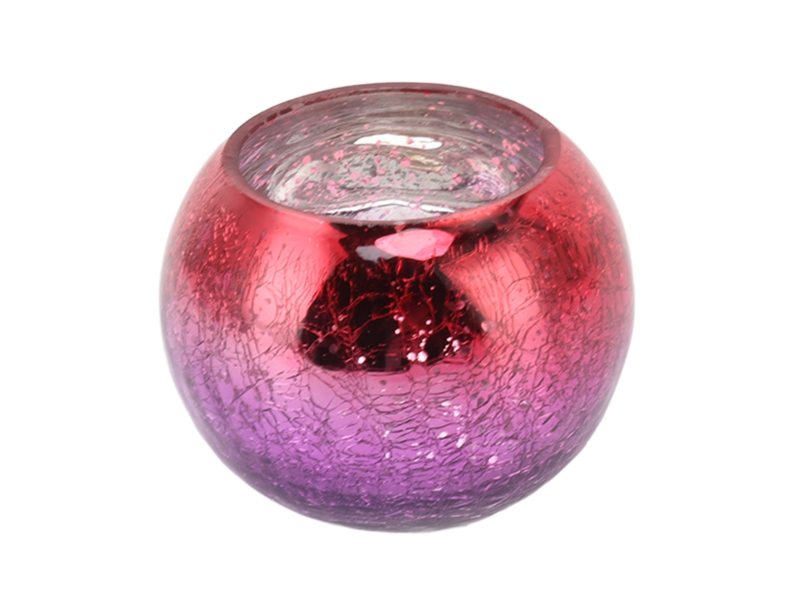Portavelas De Vidrio Craquelado Con Baño De Oro Degradado Rojo-púrpura - Decoración Para Centro De Mesa