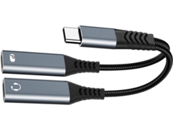 Cable Usb-c Trenzado Con Fuente De Alimentación De 18 W, Adaptador De Doble Puerto Para Smartphones Y Tablets.