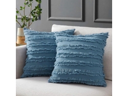 Rebe-fundas De Almohadas Azules Para Sofá Cama, De Algodón Y Lino Decorativas, 50x50 Cm, Pack De 2