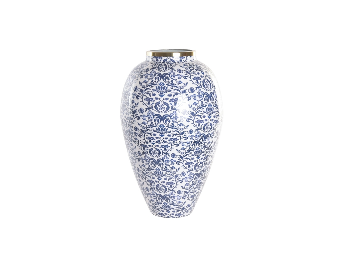 Jarron Hierro Floral Lacado Azul 38x38x62cm