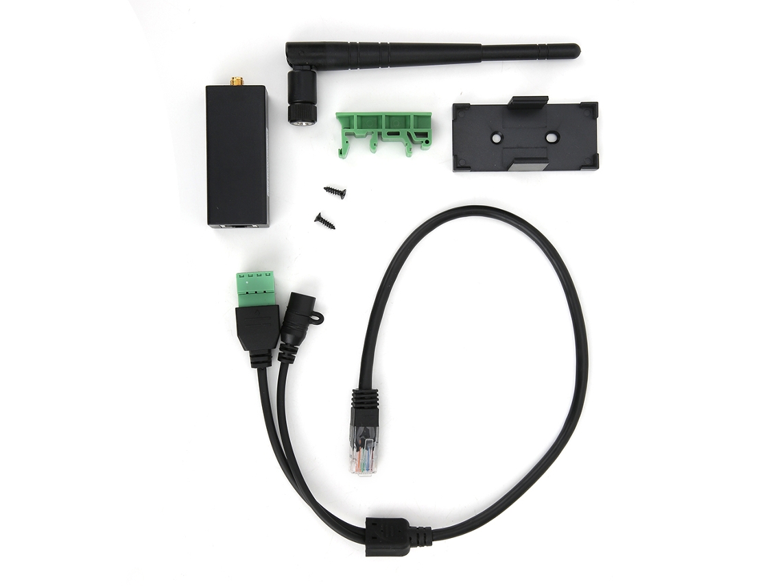 Servidor serie Wifi HF7211 con antena externa, RJ45 y RS232.