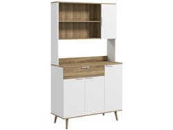 Mueble Cocina Escandinavo Almacenamiento 4 Puertas Cajón Blanco Natural