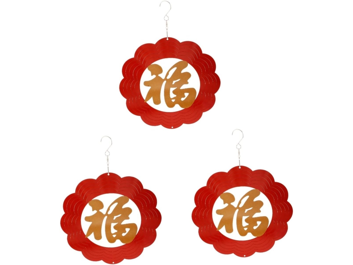 Campanilla De Viento De 3 Piezas Con La Palabra "fu" - Decoración Para El Festival De Primavera Chino