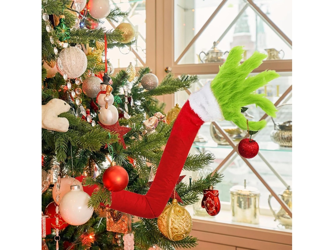 Adorno de árbol con forma de cuerpo de elfo: brazos peludos de monstruo verde para adorno de árbol de Navidad y decoración de Año Nuevo (2026)