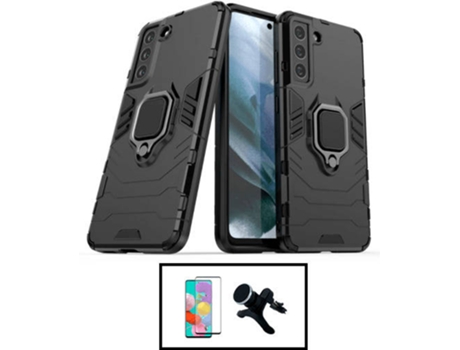 Kit Carcasa Militar Magnética + Protector de Pantalla + Soporte Magnético Samsung Galaxy S22+ 5G G4M Negro