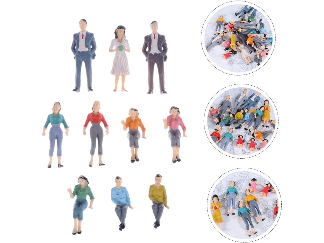 Lote de 10 miniaturas/modelos de plástico pintados y coloreados para redes.