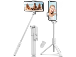 Selfie Stick Tripé Bluetooth 4 En 1, Brazo De Aluminio Extensible Con Control Inalámbrico, Rotación De 360° – Blanco