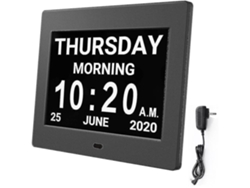 Reloj despertador con calendario digital y pantalla grande de 8 pulgadas, AM/PM, 5 alarmas, reloj LED electrónico de escritorio para personas con demencia.