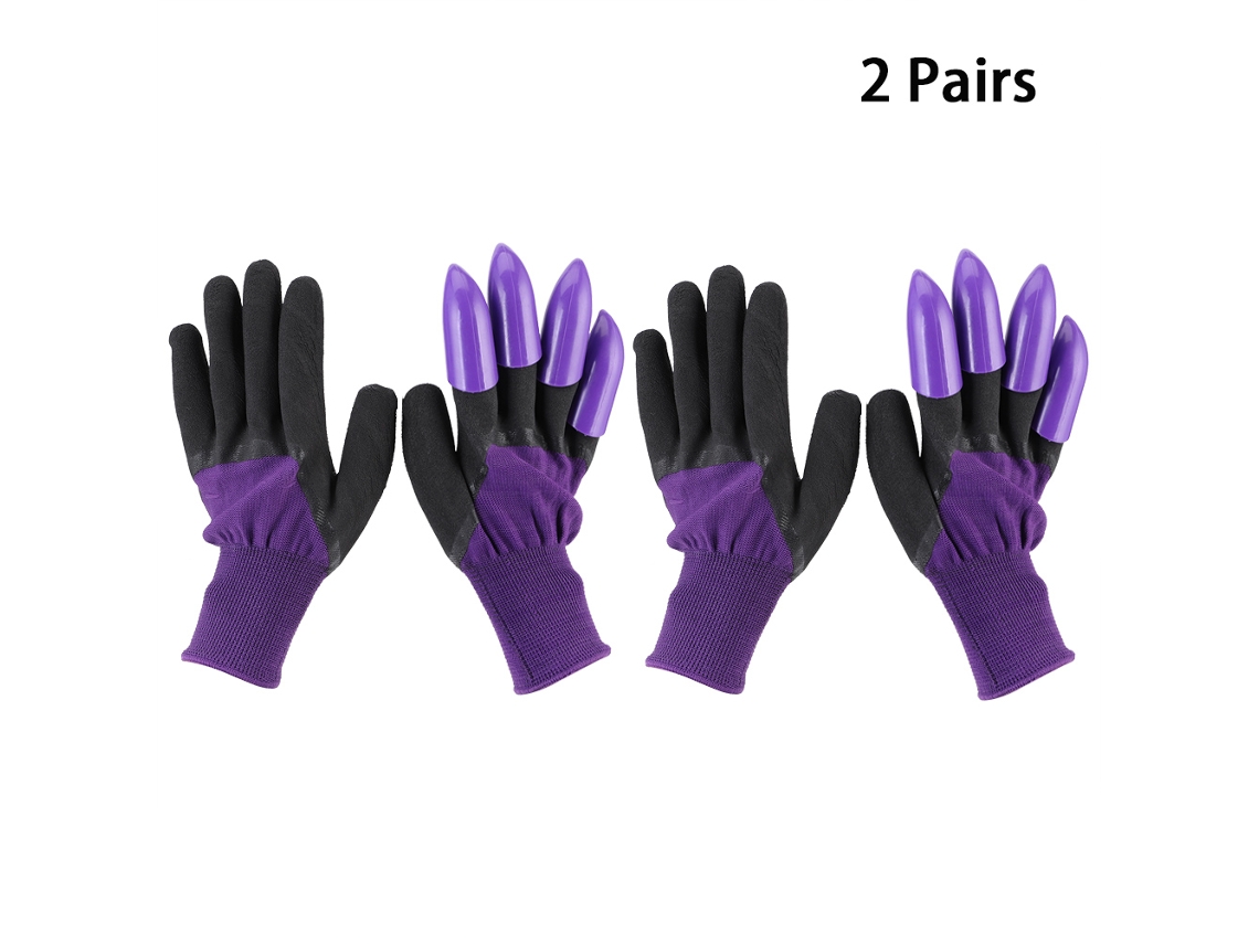 2 Pares De Guantes De Jardinería Con Garras Para Cavar, Plantar, Jardinería, Para Hombres Y Mujeres, Color Morado.