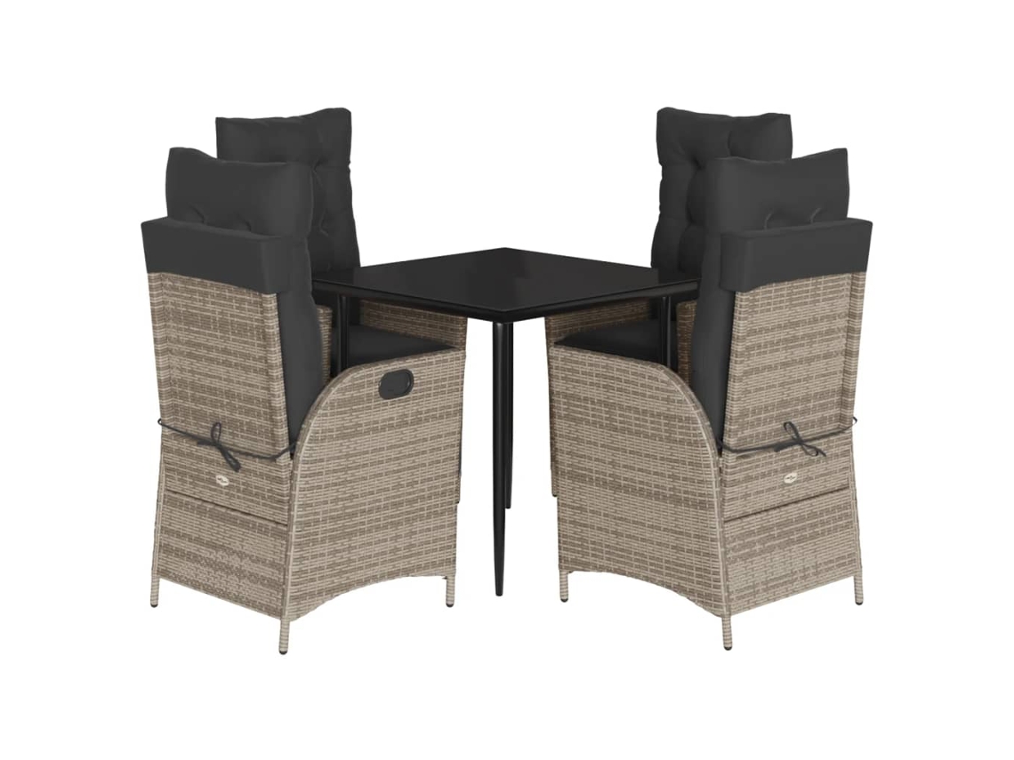 Maison Exclusive - Set Comedor De Jardín 5 Piezas Con Cojines Ratán Sintético Gris