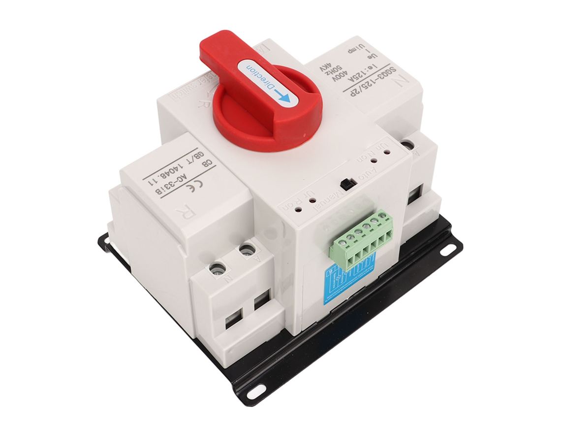 Omni-interruptor De Transferencia Automática De Doble Potencia 125a Mango Rojo Para Generador Industrial 400v