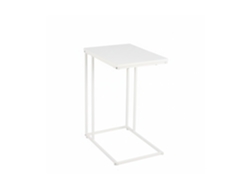 Mesa Auxiliar Relaxdays, 64 X 50 X 35 Cm, Mdf, Hierro, Forma De C, Mesa De Café, Salón, Blanca