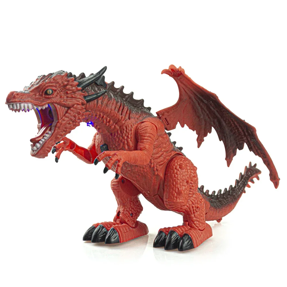 Dinosaurio (rojo) Teledirigido, Animal Andante Eléctrico, Con Efectos De Sonido Y Luz.