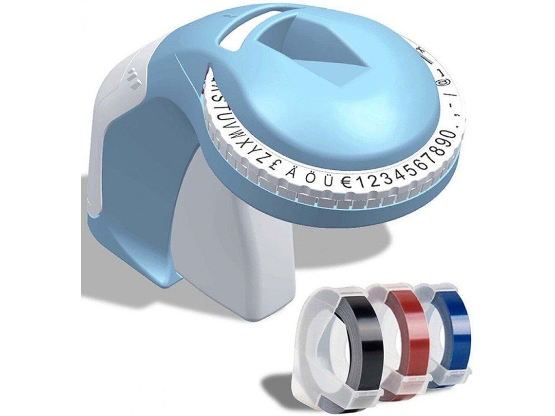 Máquina de etiquetas En Relieve con 3 rollos de cinta con impresión aleatoria para bricolaje en casa (azul) Chrui
