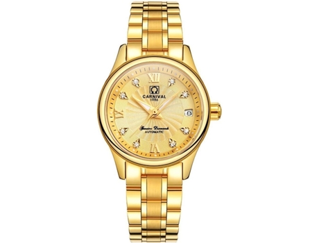 VEANXIN Reloj automático bicolor para mujer con cristal de zafiro y acero inoxidable-Oro