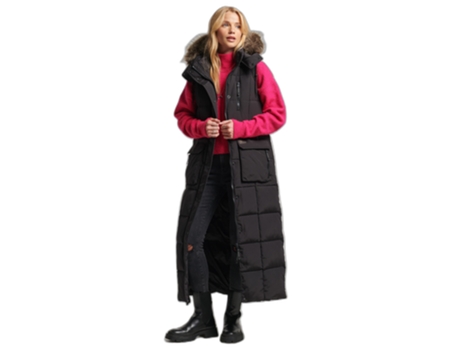 Abrigo para Mujer SUPERDRY (S - Poliéster - Negro)