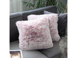 2026-40552-2 Fundas Almohada Pelo Falso Suave Lujo 45x45 Cm Rojo Ombre Para Sofá Cama Decoración Hogar