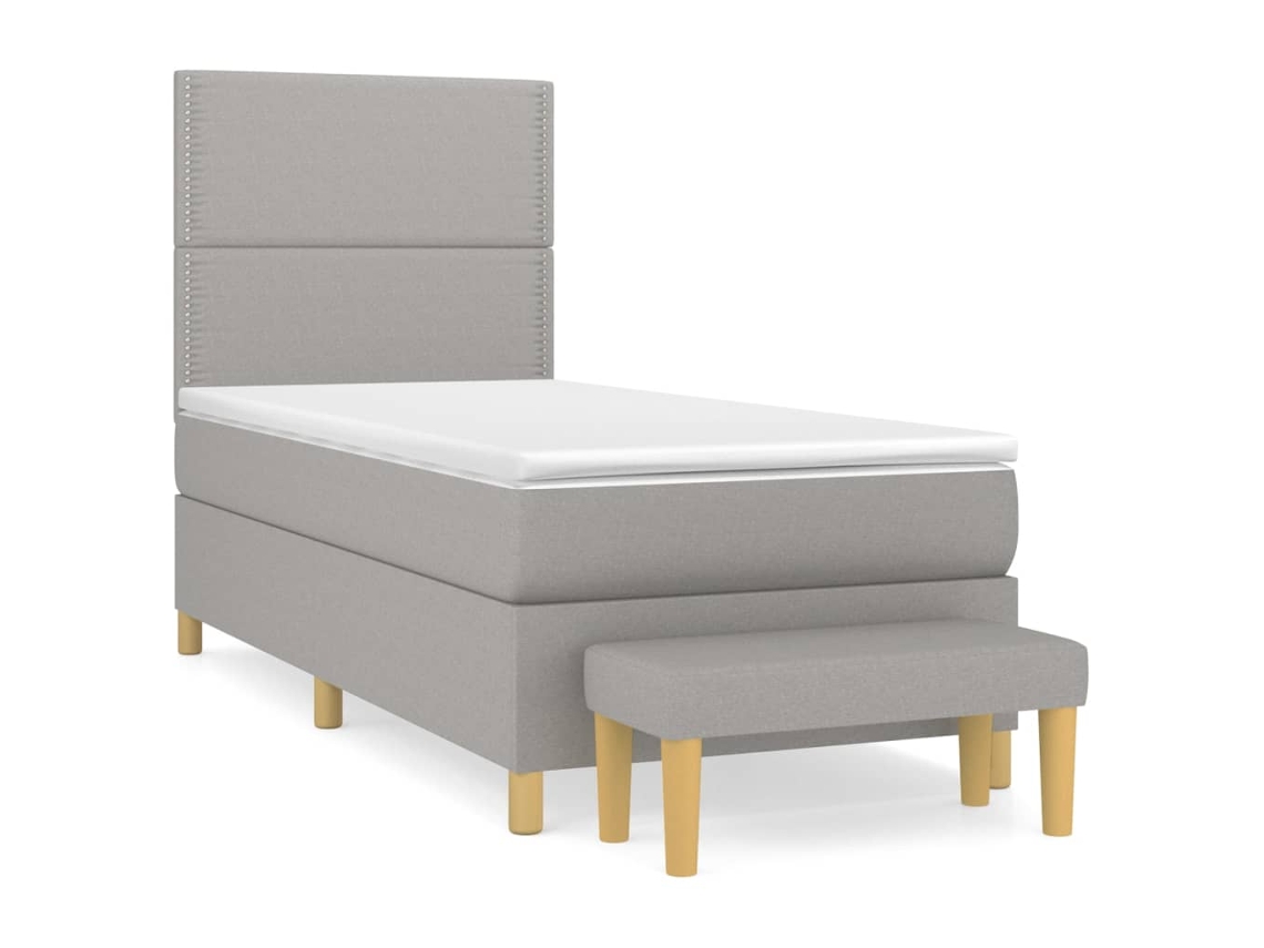 Maison Exclusive - Cama Box Spring Con Colchón Tela Gris Claro 100x200 Cm