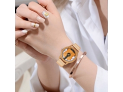 Reloj De Pulsera Con Correa De Malla Patrón De Instrumentos Musicales Oro Rosa Unisex
