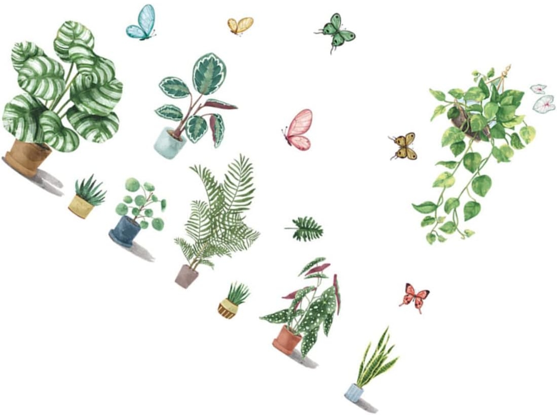 2 Pegatinas De Pared De Bonsái De 30x90 Cm, Adhesivos Ecológicos Removibles Con Diseño De Plantas.