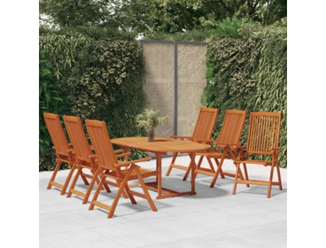 Conjunto 7 de comedor para jardín VIDAXL madera maciza de eucalipto