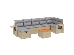 Conjunto 8 de sofás jardín con cojines beige mezcla VIDAXL ratán PE