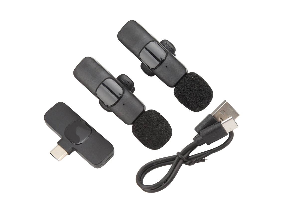 Micrófono Inalámbrico Lapela Profesional Clip-on Con Función Reverb 2 En 1 Para Smartphone Laptop Type C
