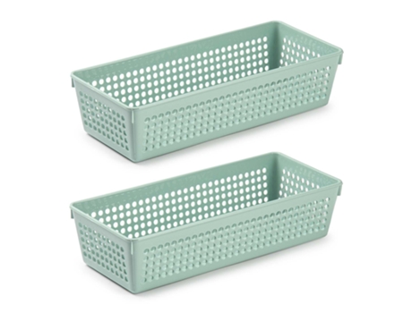 PLASTIC FORTE - Juego de 2 Bandejas Organizadoras Grandes Multiusos.Verde