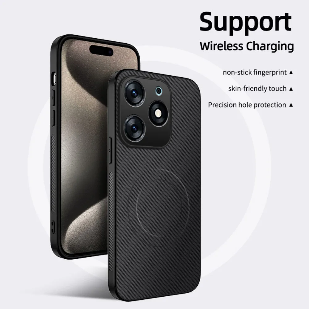 (negro, Redmi Note 14 4g (global)) Funda Para Teléfono Con Textura De Fibra De Carbono, Compatible Con Carga Inalámbrica Magnética.