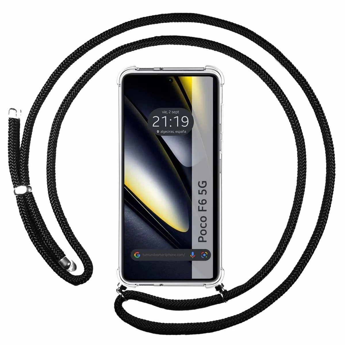 Funda con Cordón Suspensa para Xiaomi Poco F6 5G TUMUNDOSMARTPHONE Silicona Negro