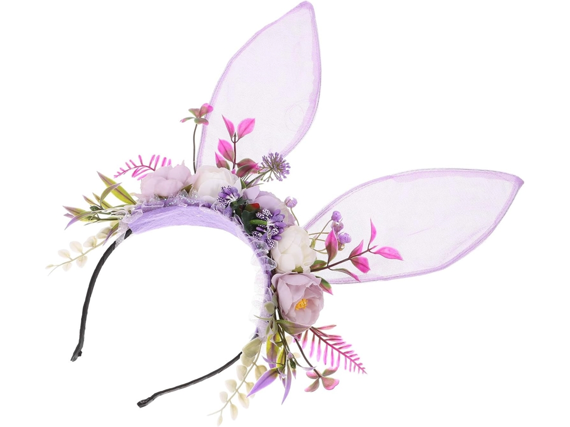 Diadema Con Orejas De Conejo Para Adultos, Talla Única, En Suave Tela De Terciopelo Floral.