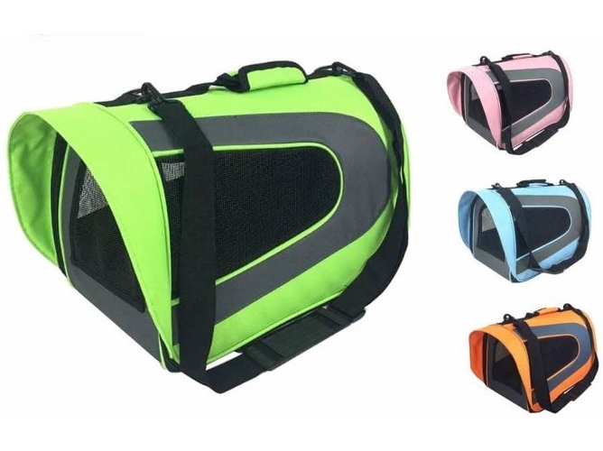 Transportín para Perros y Gatos IPET Pegable (Verde - 53x29x30cm - Velcro - M - Porte Medio)