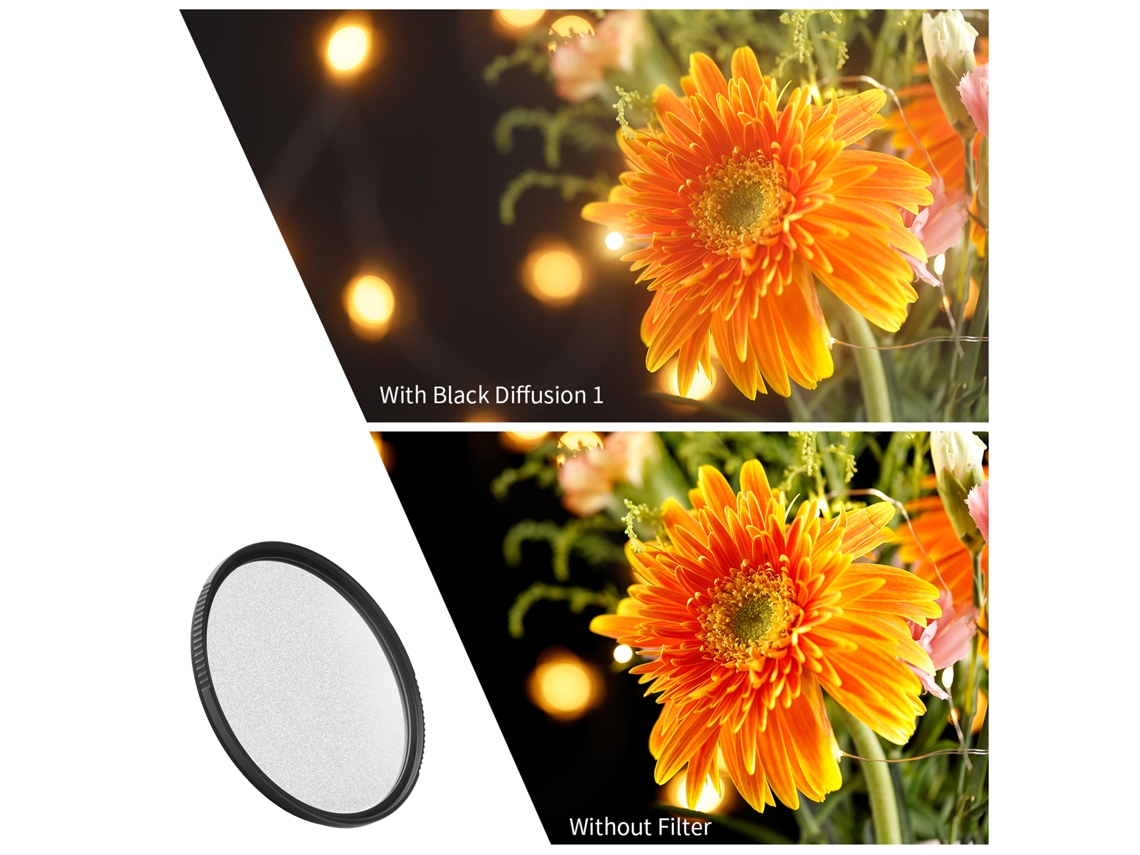 Filtros de difusión y enfoque suave de 52 mm, 55 mm, 58 mm, 62 mm, 67 mm, 72 mm, 77 mm y 82 mm para cámaras.