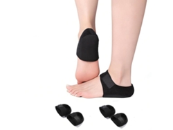 Almofadas De Silicone Absorventes De Impacto Para Calcanhar 2 Pares – Inserções De Gel Hidratantes Profundas Com Velcro Ajustável Black S