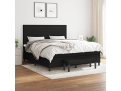 Cama Box Spring Con Colchón Tela Negro 160x200 Cm