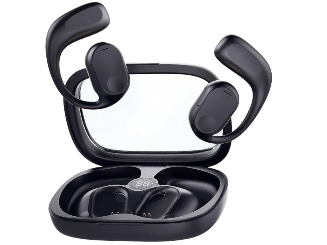Auriculares Abiertos Sin Carga Pantalla Digital De Hora Bluetooth Negro VEANXIN