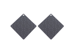 Guantes de silicona geométricos grises (2 piezas), agarradera redonda, asas antideslizantes, abrelatas y tapete de secado Kofihety
