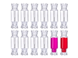 12 Tubos Vacíos De Brillo Labial Con Forma De Caramelo, De Plástico Recargable, Transparentes, 8 Ml.