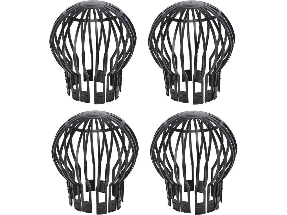 Conjunto De 4 Protectores De Canalones Plásticos Negros 13.2cm X14.5cm Para Desagües