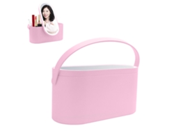 Espejo de maquillaje especial con luces LED y caja organizadora de maquillaje portátil.