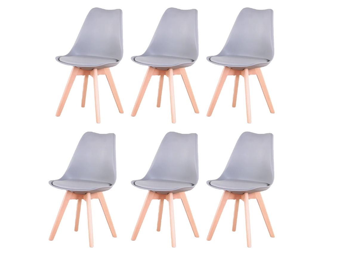 Sillas de comedor estilo nórdico con asiento tapizado en PU, color gris OEM