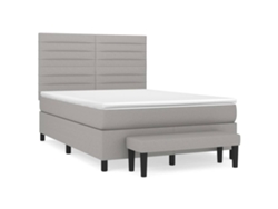 Maison Exclusive - Cama Box Spring Con Colchón Tela Gris Claro 140x200 Cm