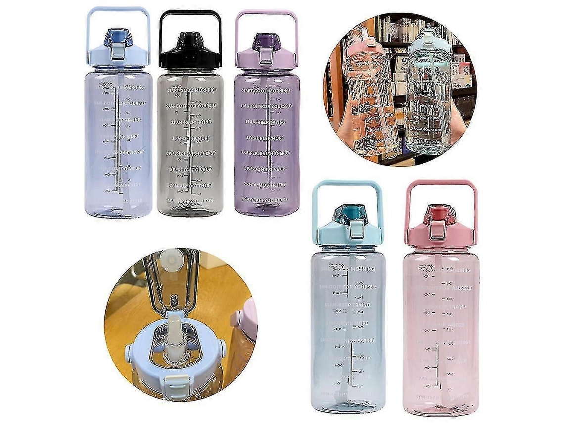 Botella De Agua Deportiva Motivacional De 2l Con Pajita De Plástico. Rosewell