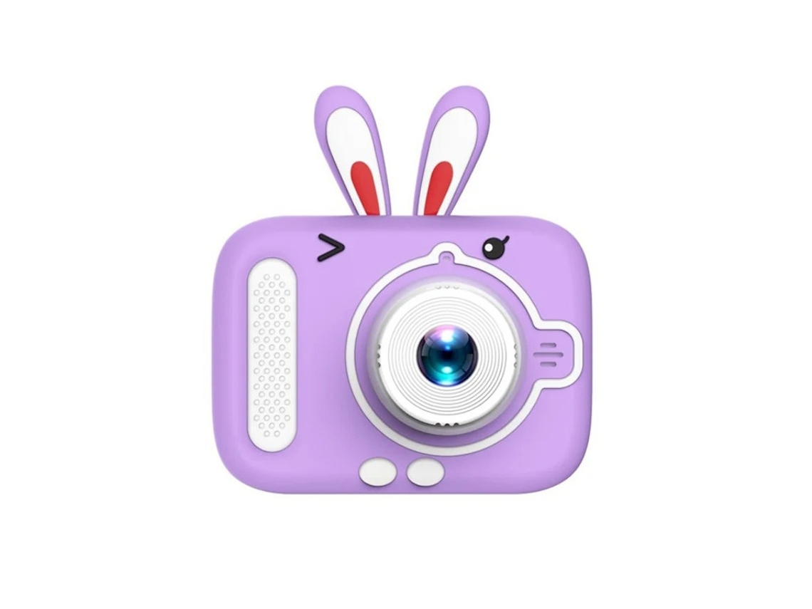 Cámara para niños Yizhood de alta definición con doble cámara frontal y trasera de 2000 W (Conejo morado)