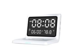 2026-reloj Despertador Digital Con Carga Inalámbrica 15w Espejo Pantalla Regulable Usb Para Dormitorio Oficina