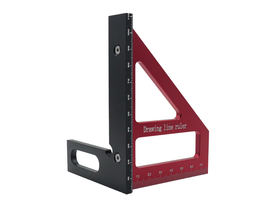 Regla triangular de carpintería de aleación de aluminio de 45° y 90° para medir - Herramienta de carpintero