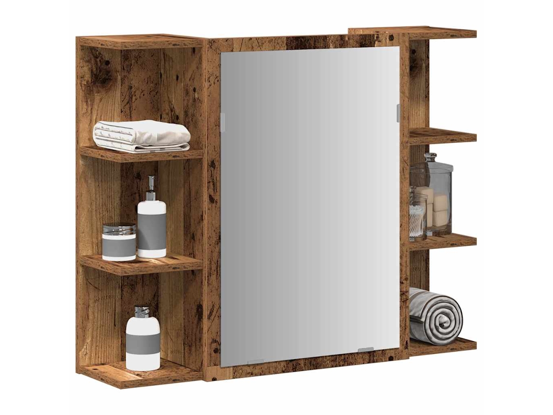 Armario De Espejo De Baño Contrachapada Envejecida 80x20,5x64cm